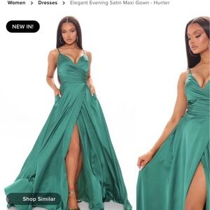 Elegant Evening Satin Maxi Gown - Green